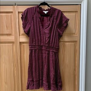 Whistles Burgundy Polka Dot Dress